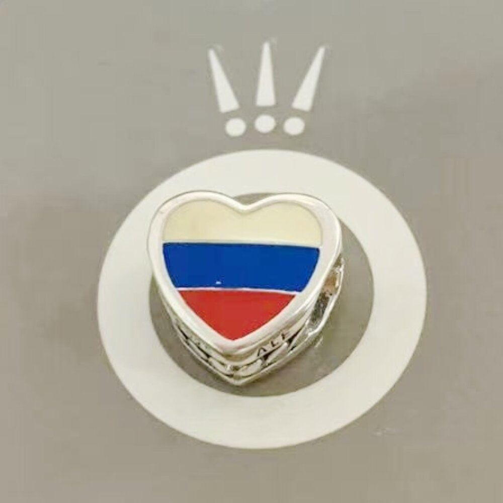 Pandora Russia Flag Exclusive Heart Charm Bead